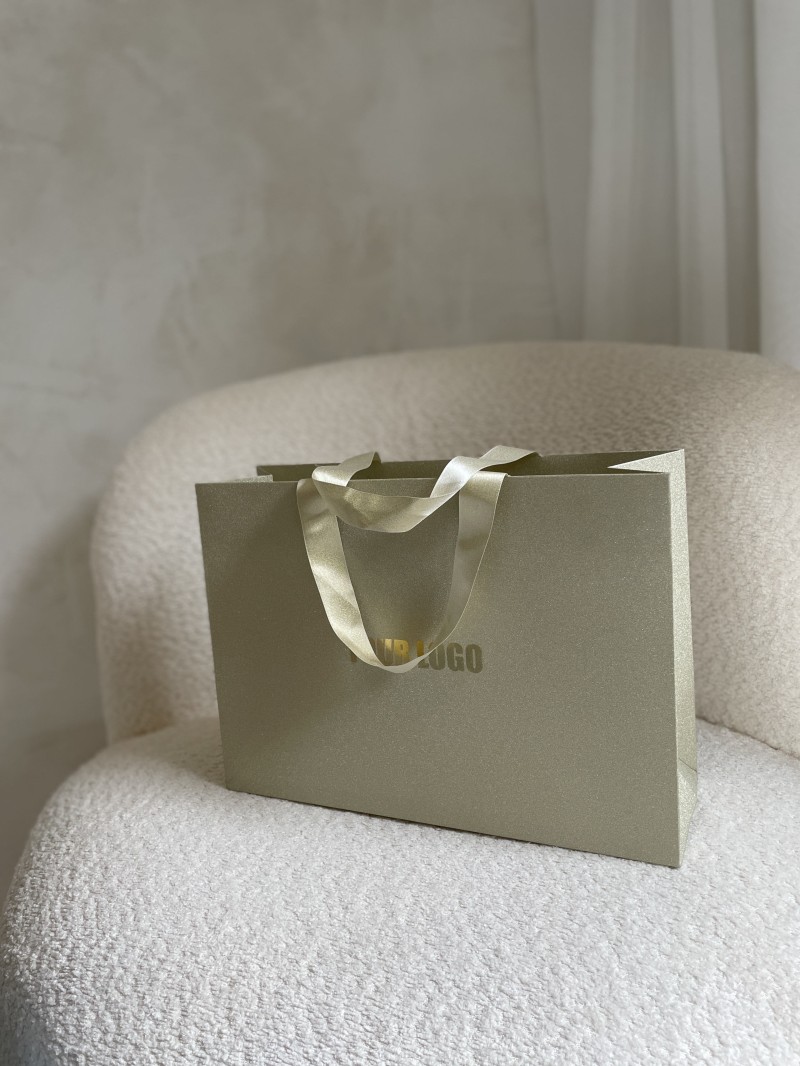 Sac papier Luxe Gold pailleté - M (35x12x25cm)