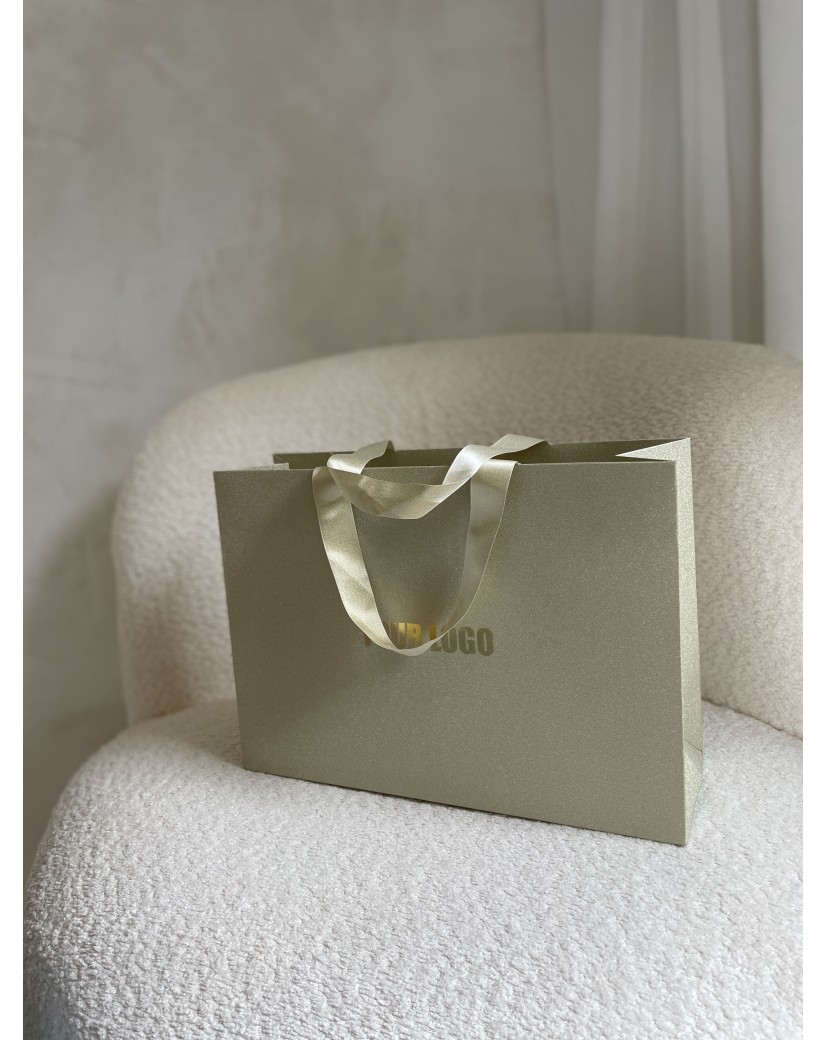 Sac papier Luxe Gold pailleté - M (35x12x25cm)