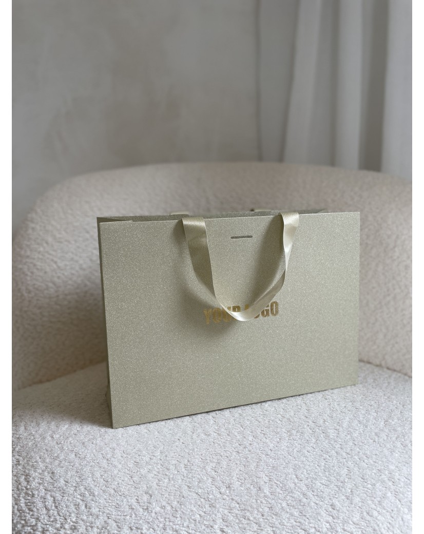 Sac papier Luxe Gold pailleté - M (35x12x25cm)