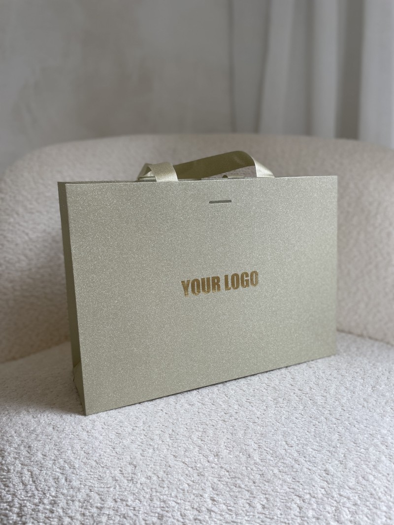 Sac papier Luxe Gold pailleté - M (35x12x25cm)