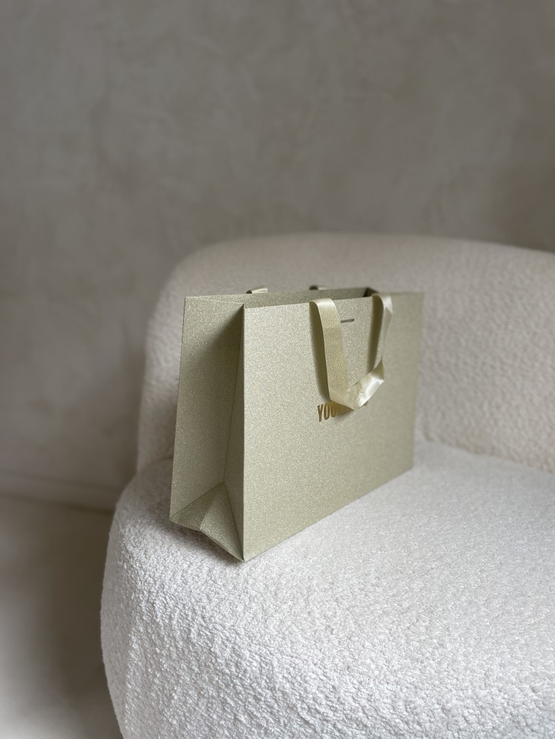 Sac papier Luxe Gold pailleté - M (35x12x25cm)