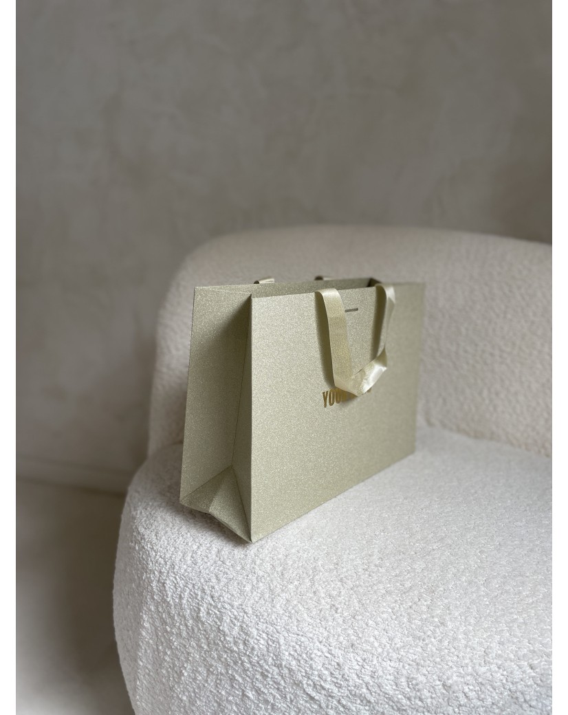 Sac papier Luxe Gold pailleté - M (35x12x25cm)