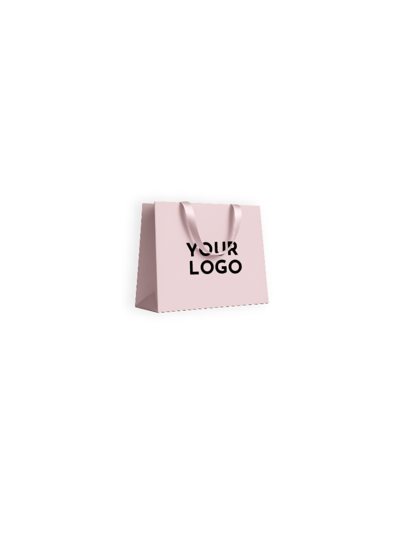 Sac papier Luxe Rose - poignées roses - S (25x10x20cm)