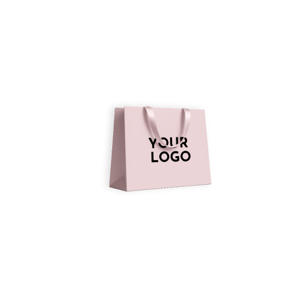 Sac papier Luxe Rose - poignées roses - M (35x12x25cm)