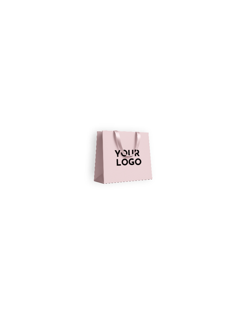 Sac papier Luxe Rose - poignées roses - XS (16x8x16cm)
