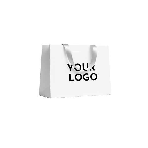 Sac papier Luxe Blanc - poignées blanches - L (45x14x35cm)