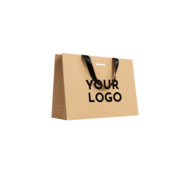 Sac papier Luxe Kraft - poignées noires - L (45x14x35cm)