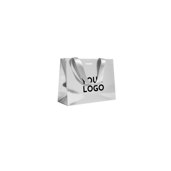 Sac papier Luxe Silver miroir - M (35x12x25cm)