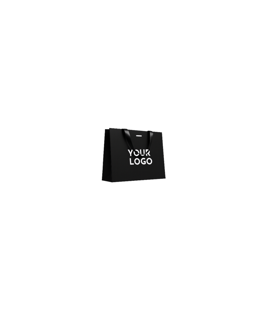 Sac papier Luxe Noir - poignées noires - S (25x10x20cm)