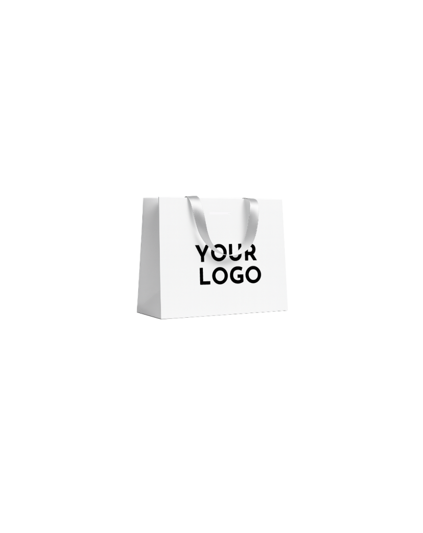 Sac papier Luxe Blanc - poignées blanches - M (35x12x25cm)