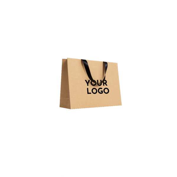 Bolsa de papel de lujo kraft – asas negras – M (35 x 12 x 25 cm)