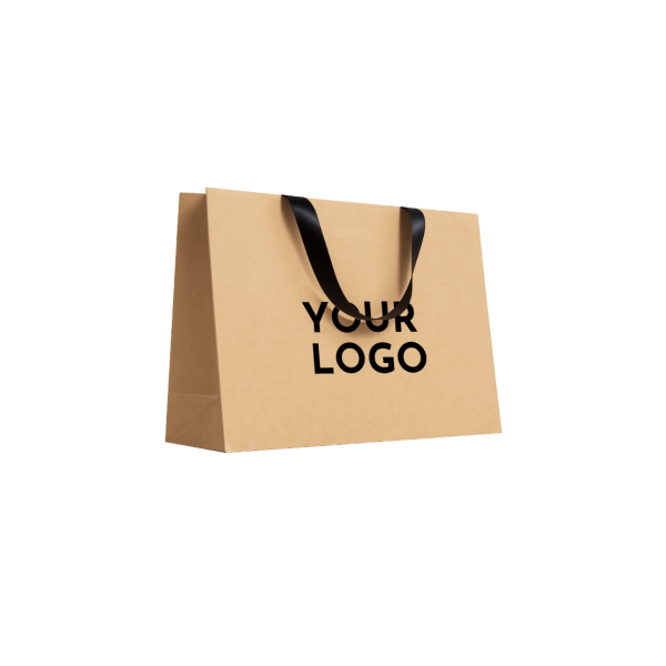 Bolsa de papel de lujo kraft – asas negras – L (45 x 14 x 35 cm)