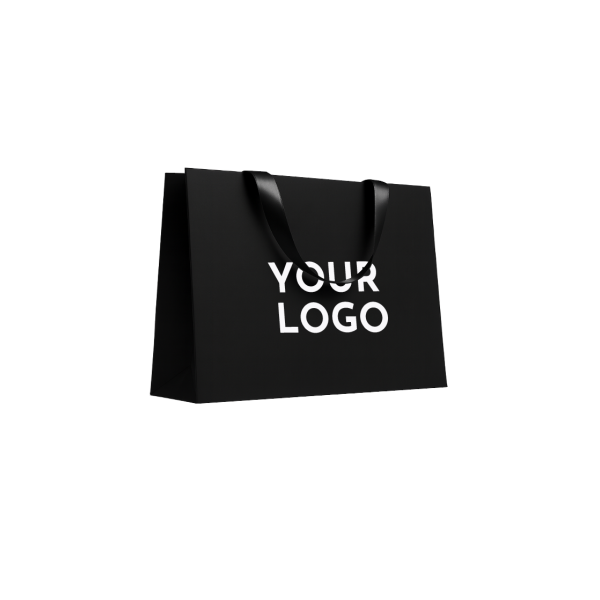 Black Luxury Paper Bag – black handles – L (45 x 14 x 35 cm)