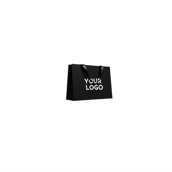 Sac papier Luxe Noir - poignées noires - S (25x10x20cm)
