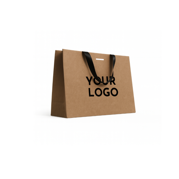 Sac papier Luxe Kraft - poignées noires - L (45x14x35cm)