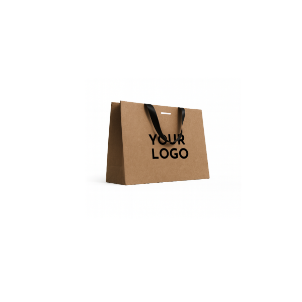 Sac papier Luxe Kraft - poignées noires - M (35x12x25cm)