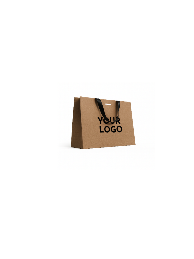 Kraft Luxury Paper Bag – black handles – S (25 x 10 x 20 cm)
