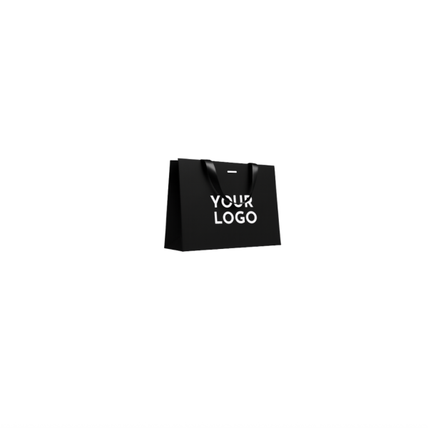 Sac papier Luxe Noir - poignées noires - S (25x10x20cm)
