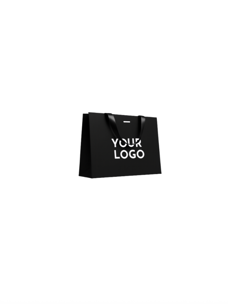 Sac papier Luxe Noir - poignées noires - S (25x10x20cm)