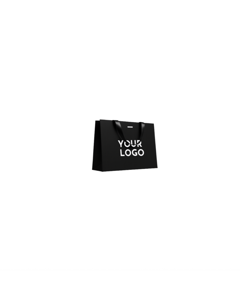 Sac papier Luxe Noir - poignées noires - S (25x10x20cm)