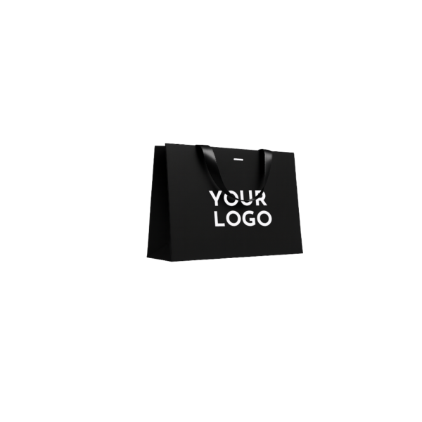 Sac papier Luxe Noir - poignées noires - M (35x12x25cm)