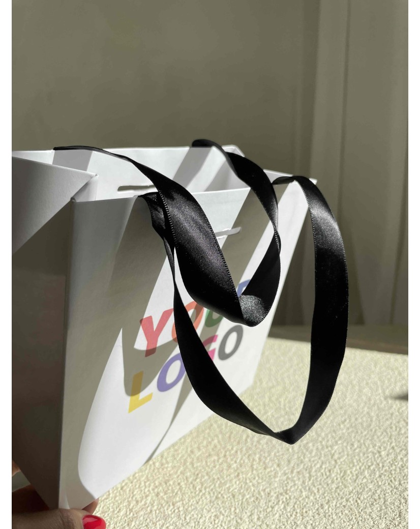 Sac papier Luxe Blanc - poignées noires - XS (16x8x16cm)