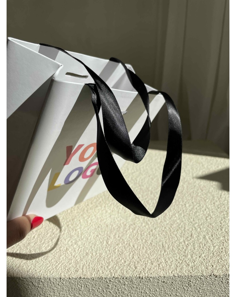 Sac papier Luxe Blanc - poignées noires - XS (16x8x16cm)
