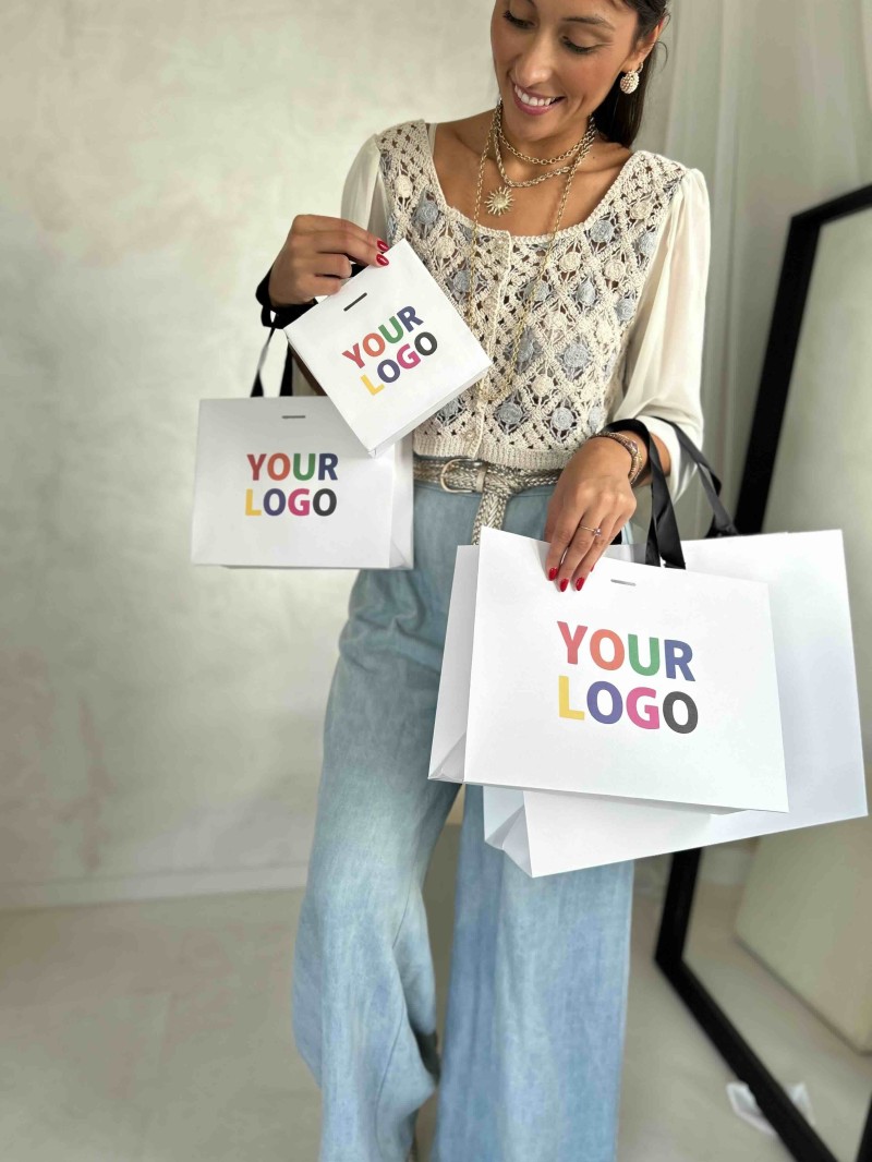 copy of Bolsas de papel de lujo - Blanco XS - Asas de cinta