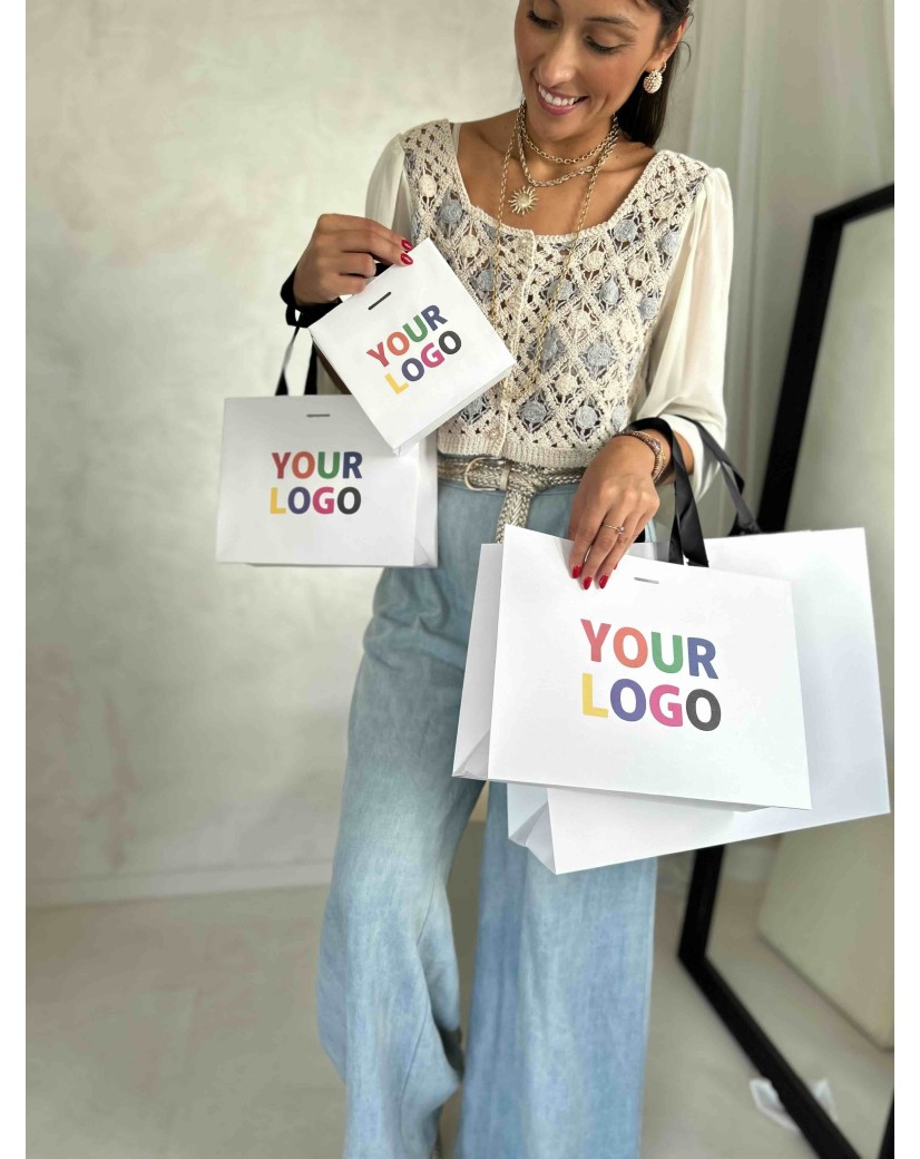 copy of Bolsas de papel de lujo - Blanco XS - Asas de cinta