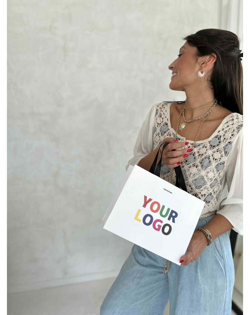 copy of Bolsas de papel de lujo - Blanco XS - Asas de cinta