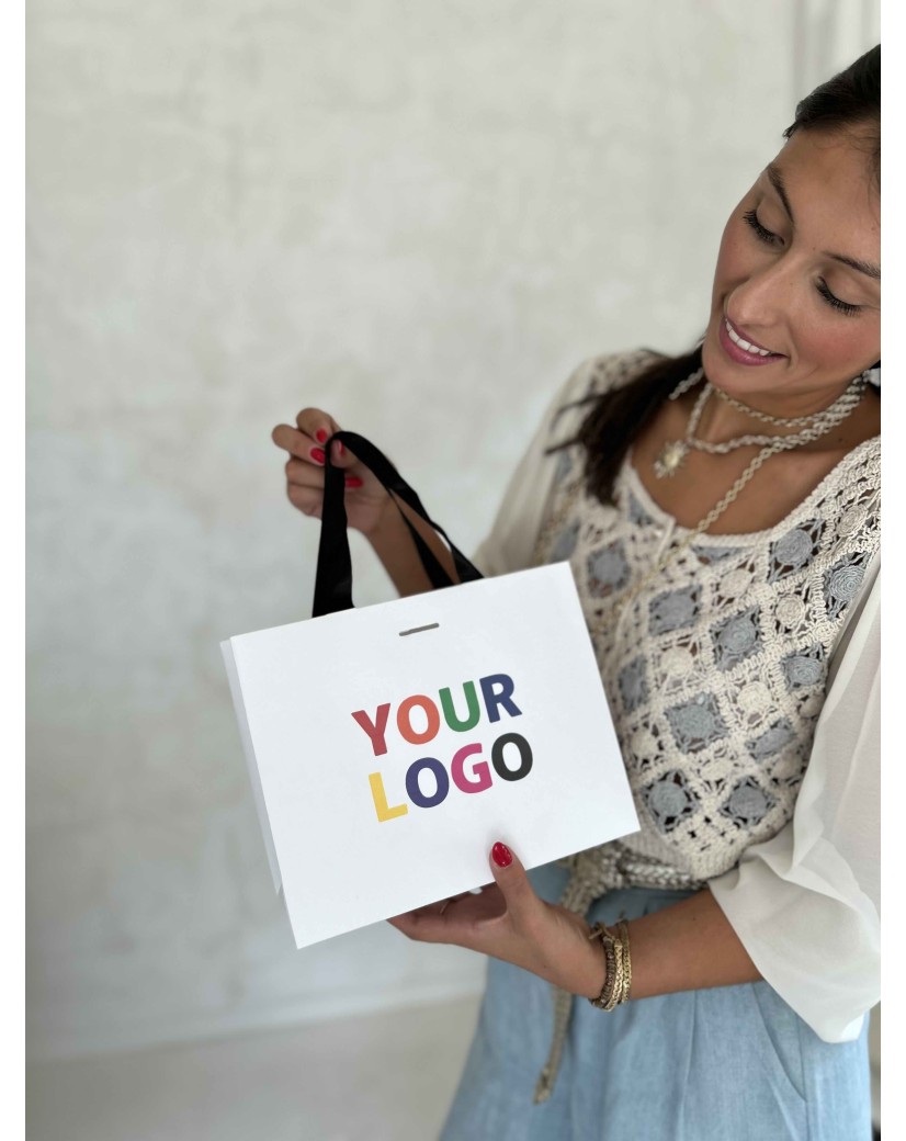 copy of Bolsas de papel de lujo - Blanco XS - Asas de cinta