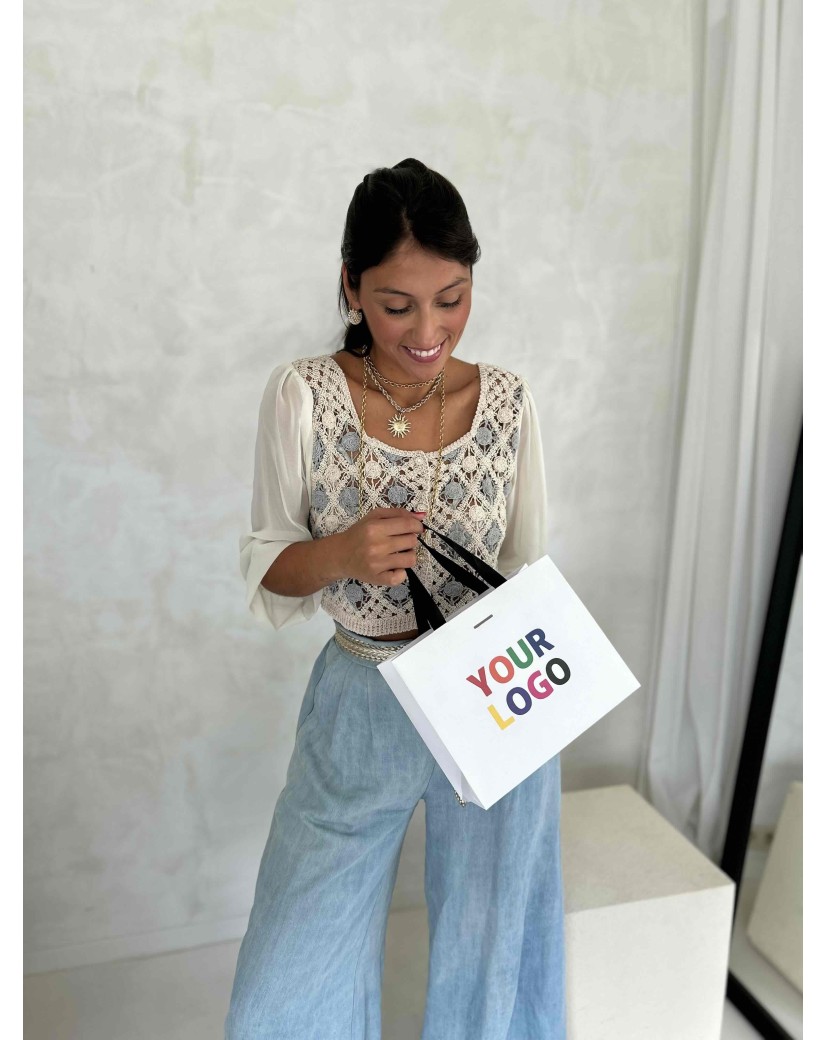 copy of Bolsas de papel de lujo - Blanco XS - Asas de cinta