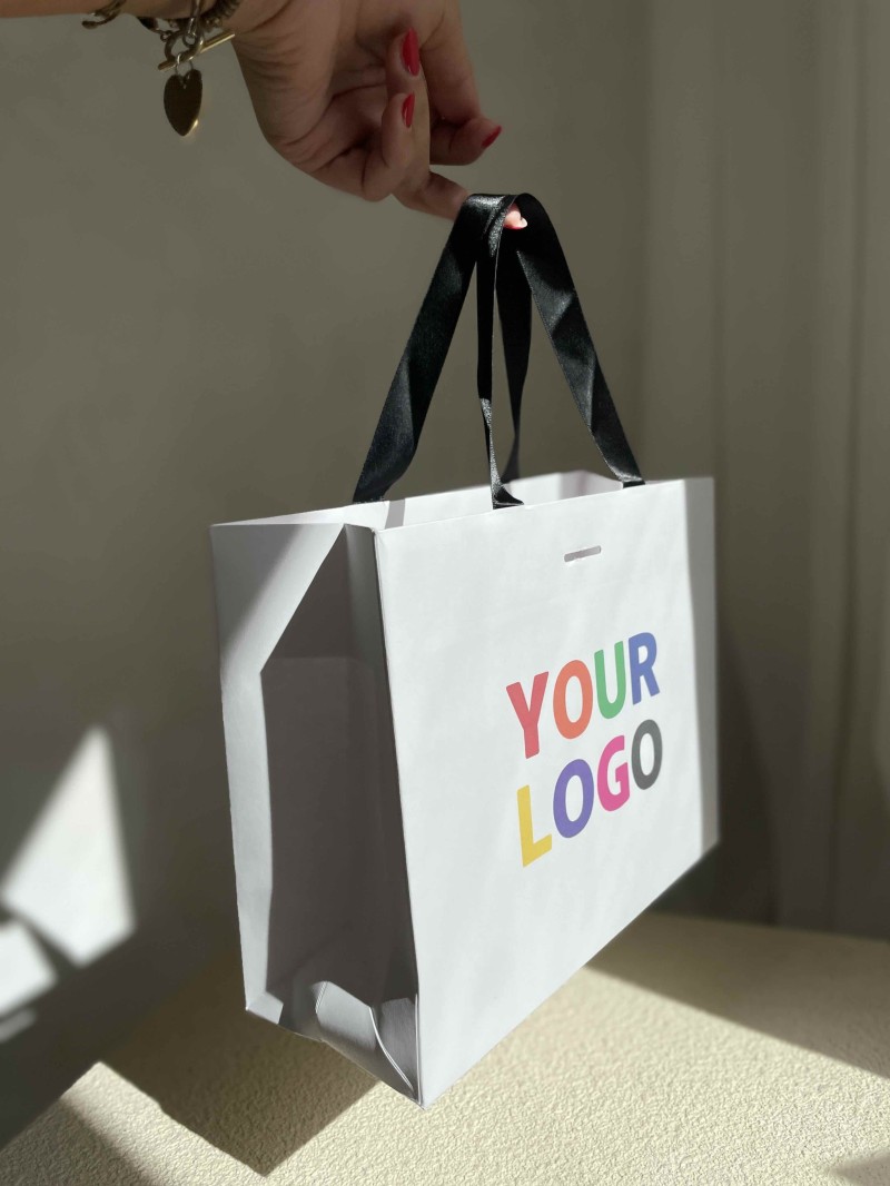 copy of Bolsas de papel de lujo - Blanco XS - Asas de cinta
