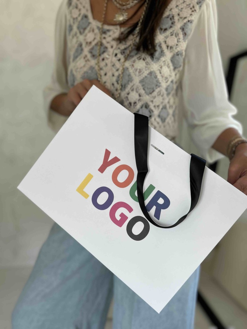 copy of Bolsas de papel de lujo - Blanco XS - Asas de cinta