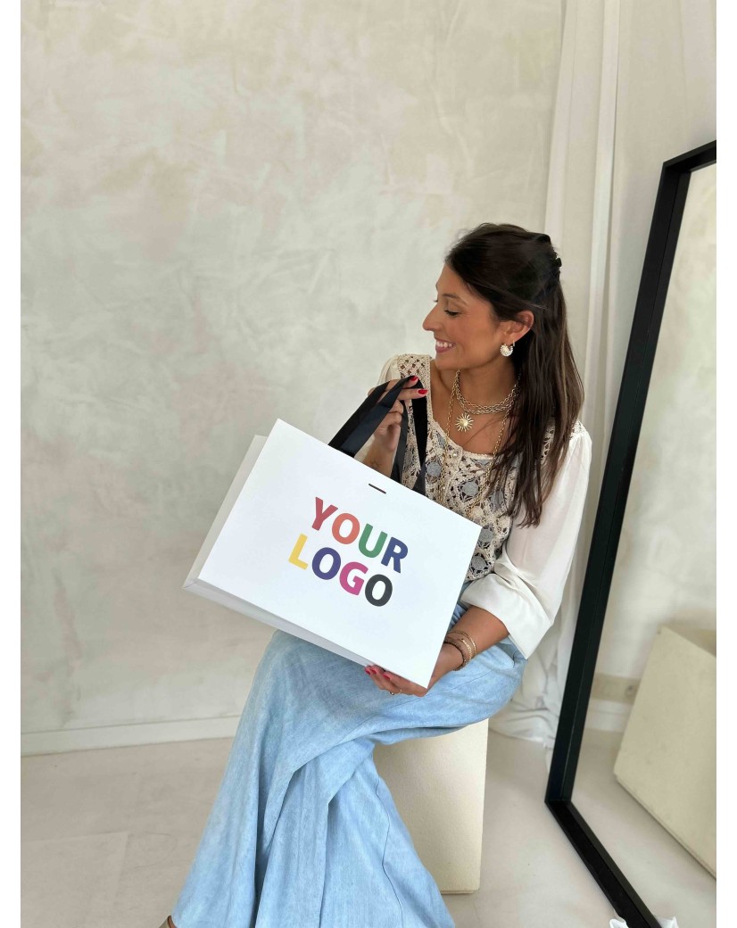 copy of Bolsas de papel de lujo - Blanco XS - Asas de cinta