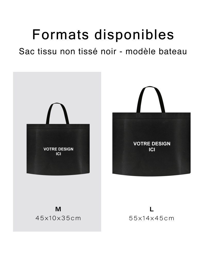 BLACK NON-WOVEN FABRIC BAG - MODEL BATEAU M