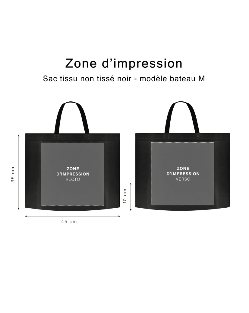 BLACK NON-WOVEN FABRIC BAG - MODEL BATEAU M