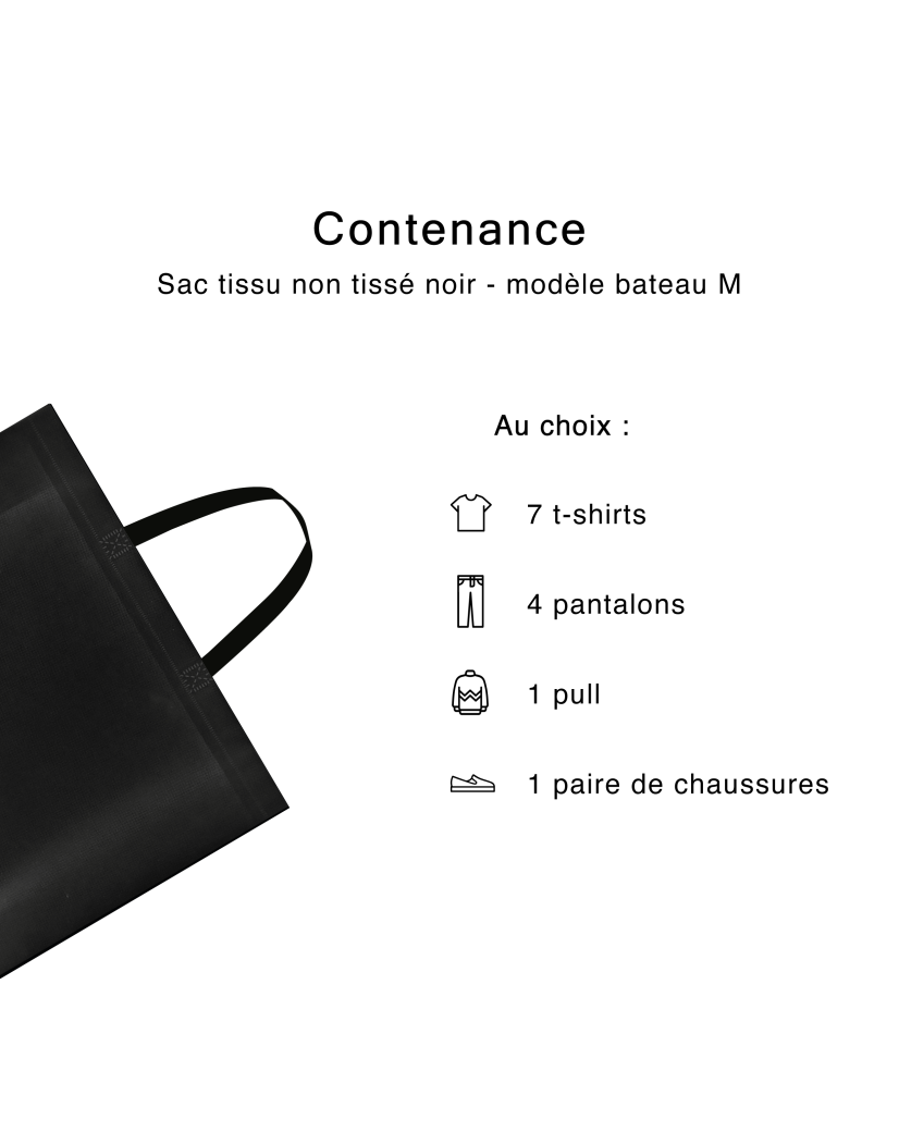 BLACK NON-WOVEN FABRIC BAG - MODEL BATEAU M