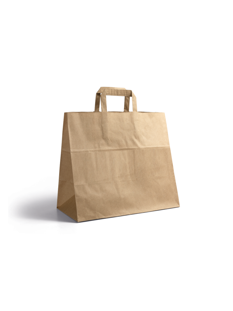 Flat handle bag - Kraft snack takeaway unprinted