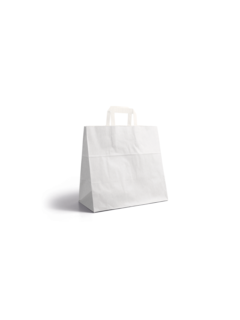 Flat handle bag - White snack takeaway without print