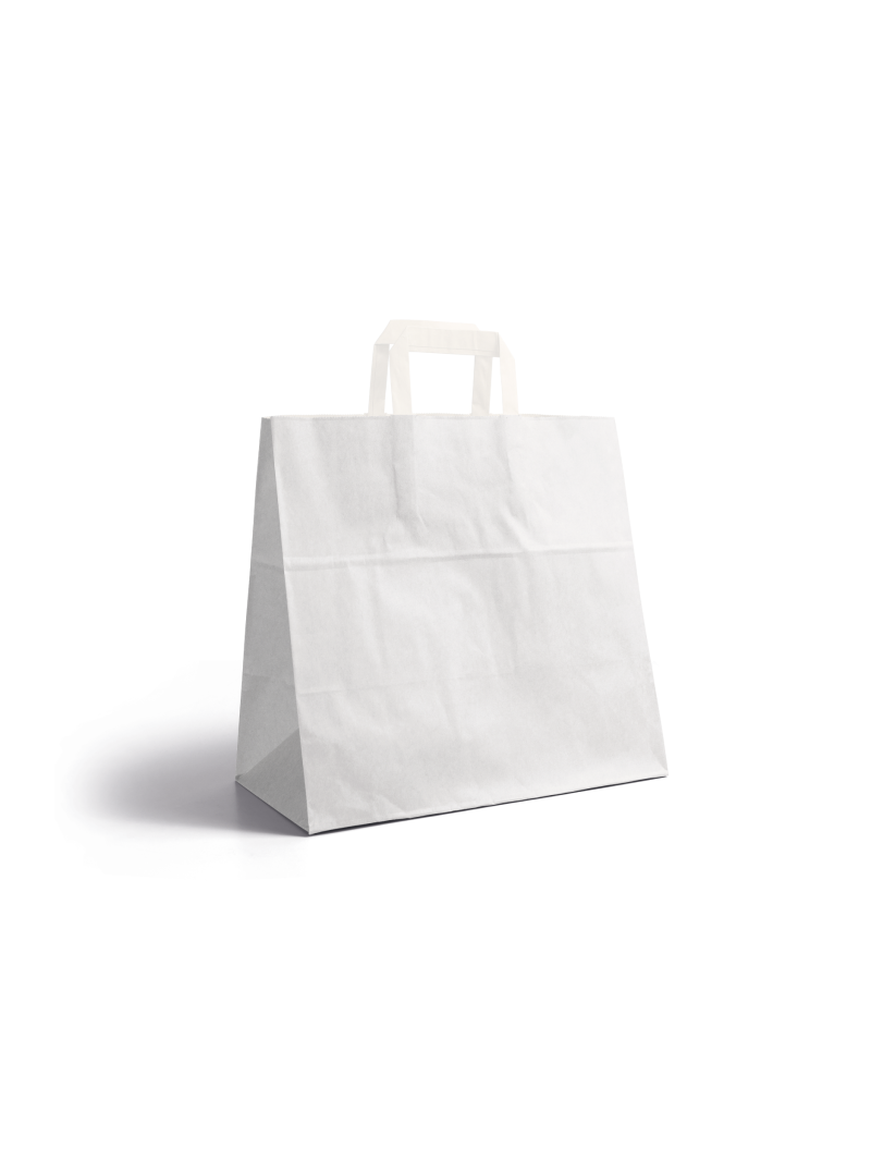 Flat handle bag - White snack takeaway without print