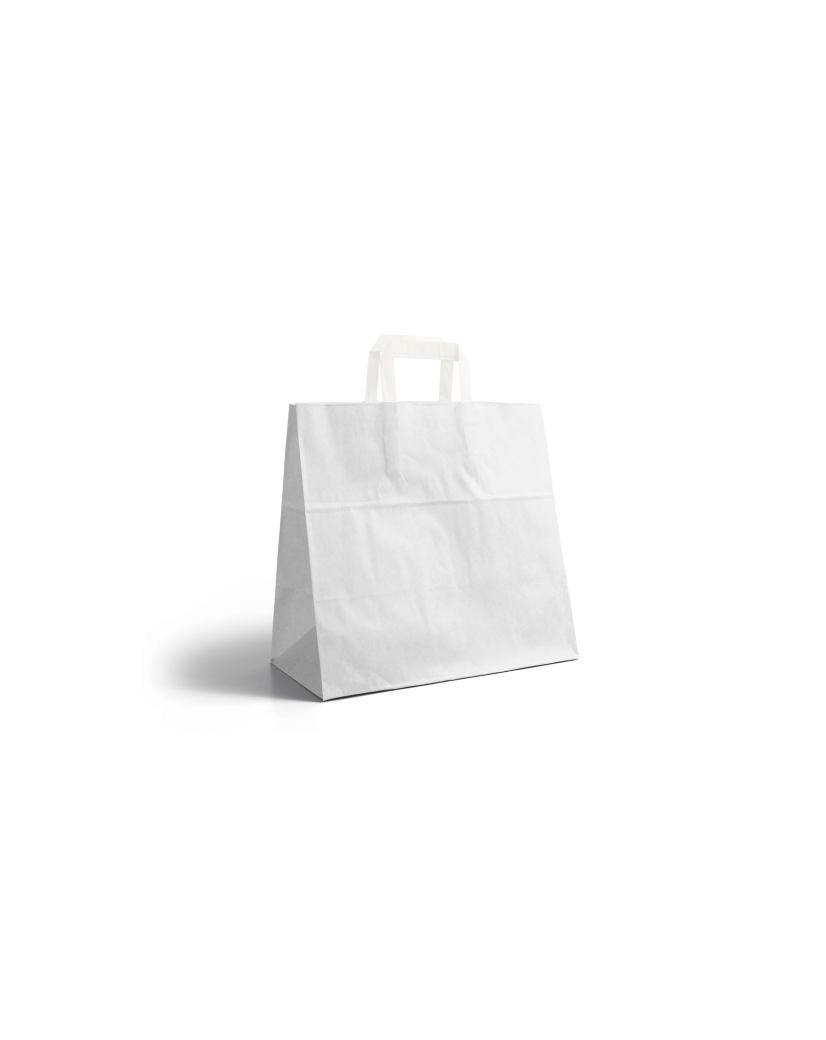 Flat handle bag - White snack takeaway without print