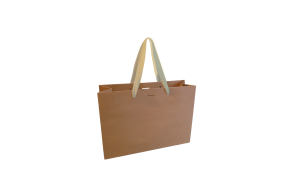 Luxury paper bag with gold ribbon handle - Kraft M unprinted