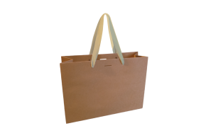 Luxury paper bag with gold ribbon handle - Kraft L unprinted