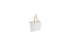 Bolsa de papel de lujo con asa de cinta dorada - Blanco XS sin impresión