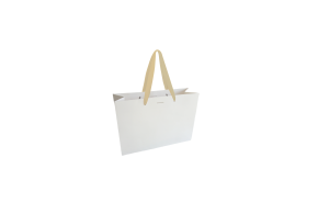 Bolsa de papel de lujo con asa de cinta dorada - Blanca S sin impresión