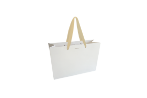 Bolsa de papel de lujo con asa de cinta dorada - Blanca M sin impresión