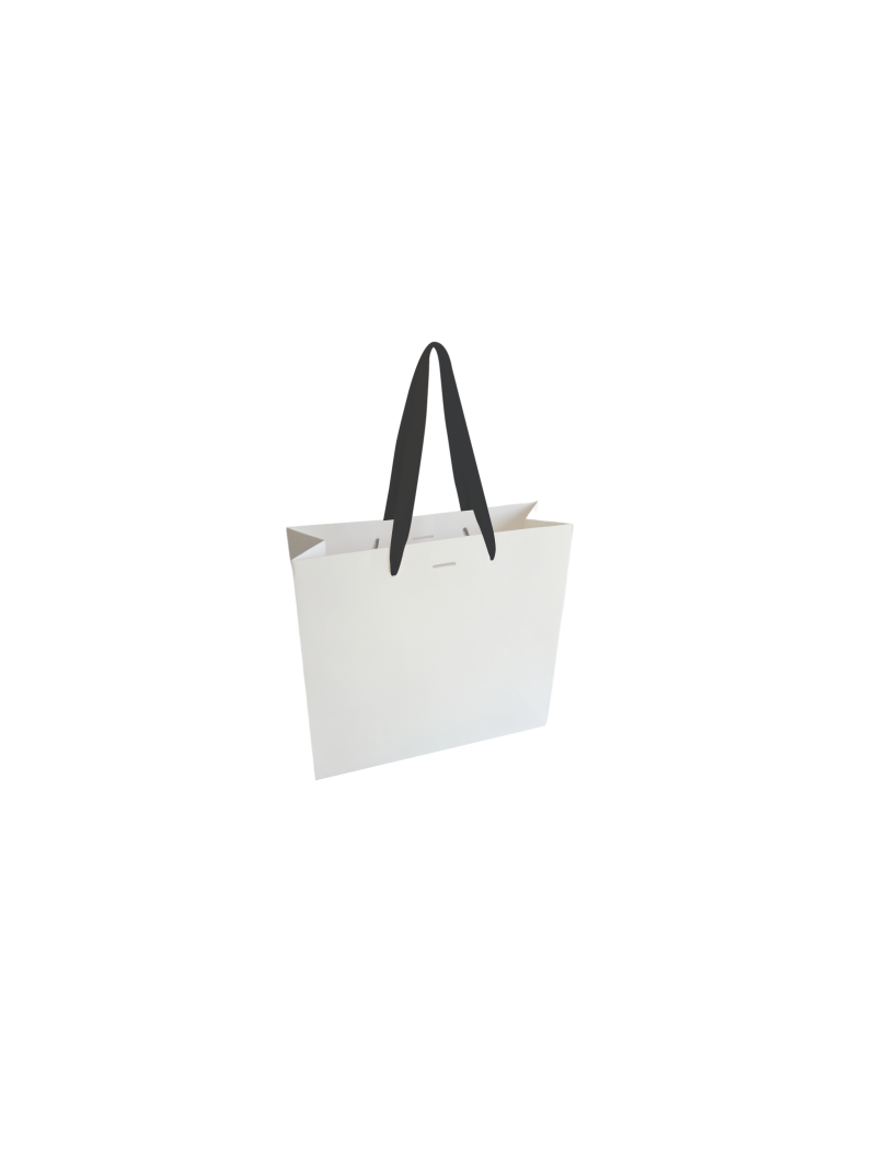 Bolsa de papel de lujo con asa de cinta - Blanca XS