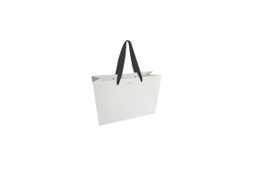 Luxe paper bag with black ribbon handle - White S without print