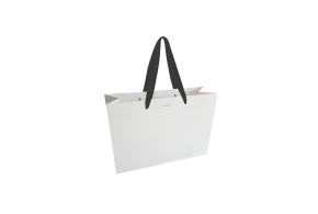 Luxe paper bag with black ribbon handle - White M without print